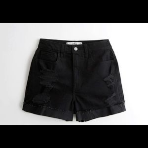 black hollister ripped jean shorts size 0
